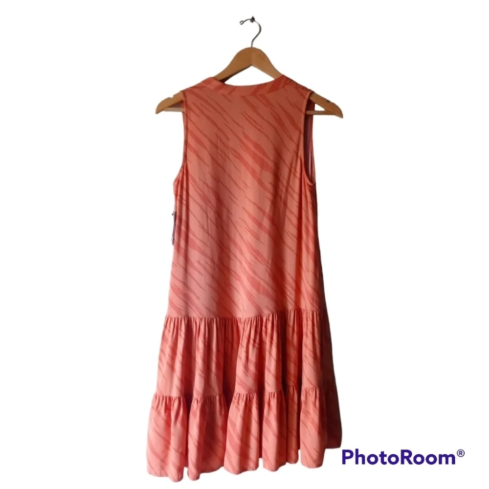 Nine West Orange Zebra Flouncy Button-Front Tiered Size XS.